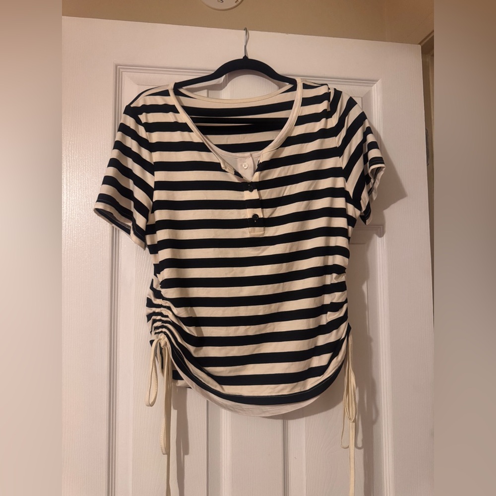 Striped Black and Cream Women's Top